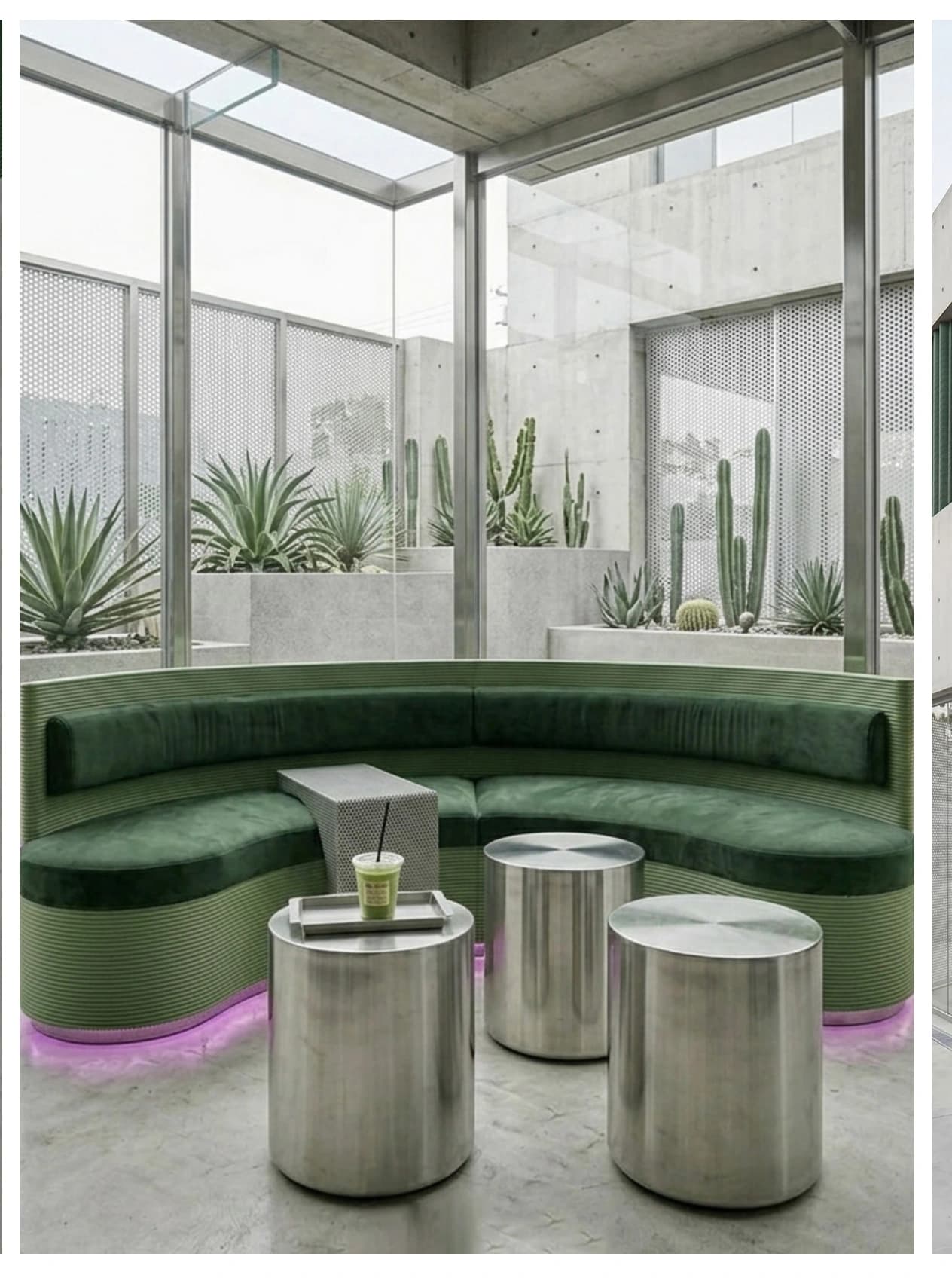 T&G circular green seating area